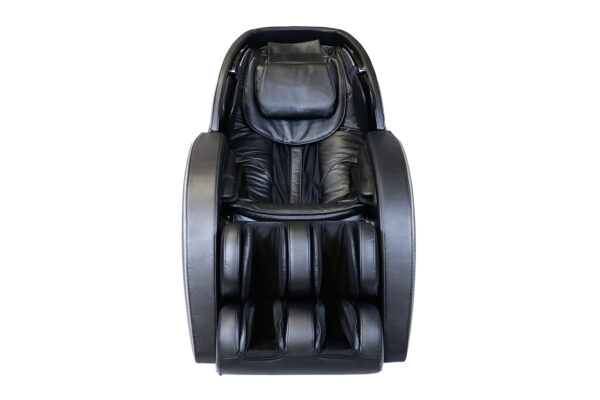 The Genesis Max Massage Chair in silver/black from the front.