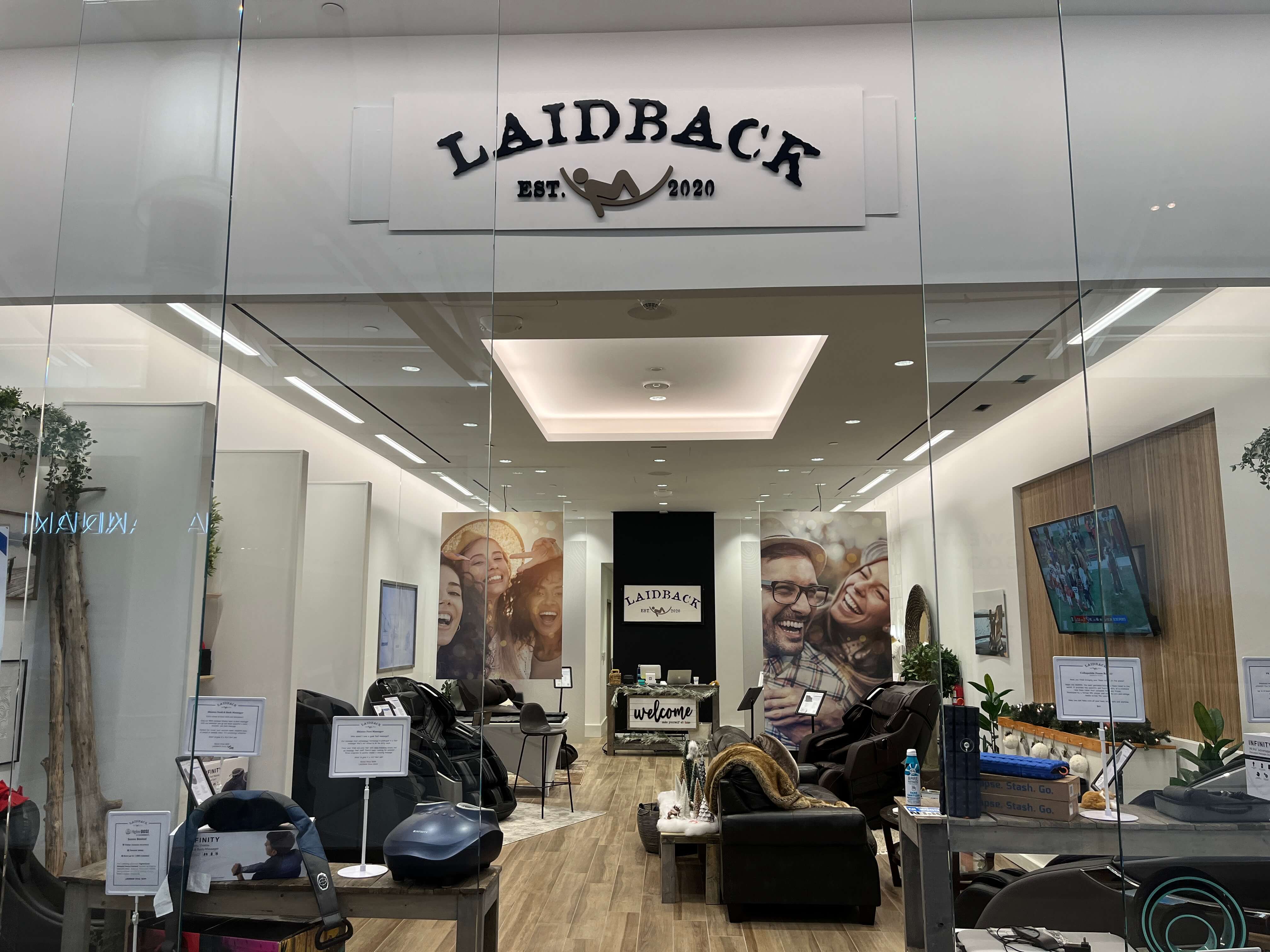View of LAIDBACK Storefront in Natick Mall