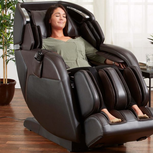 Woman enjoying a massage in a massage chair