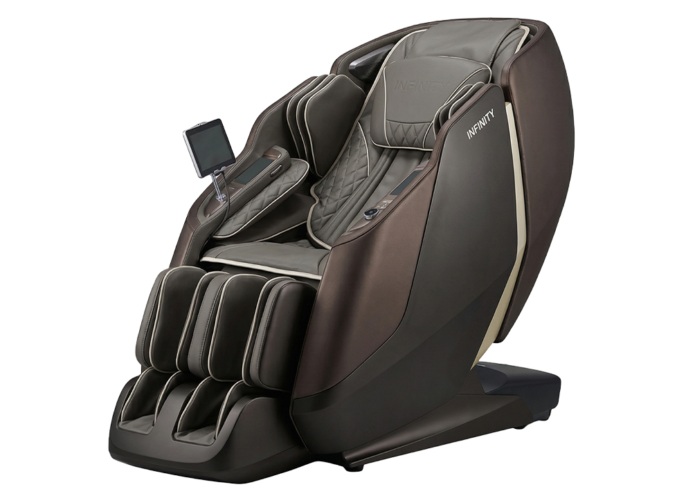 infinity sensation 4d dualflex massage chair brown angle